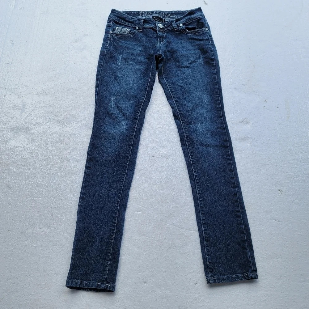 Montana Jeans Stretch Women’s Low Rise Jeans Size 5/6 Rhimestone Dark Wash w.30
